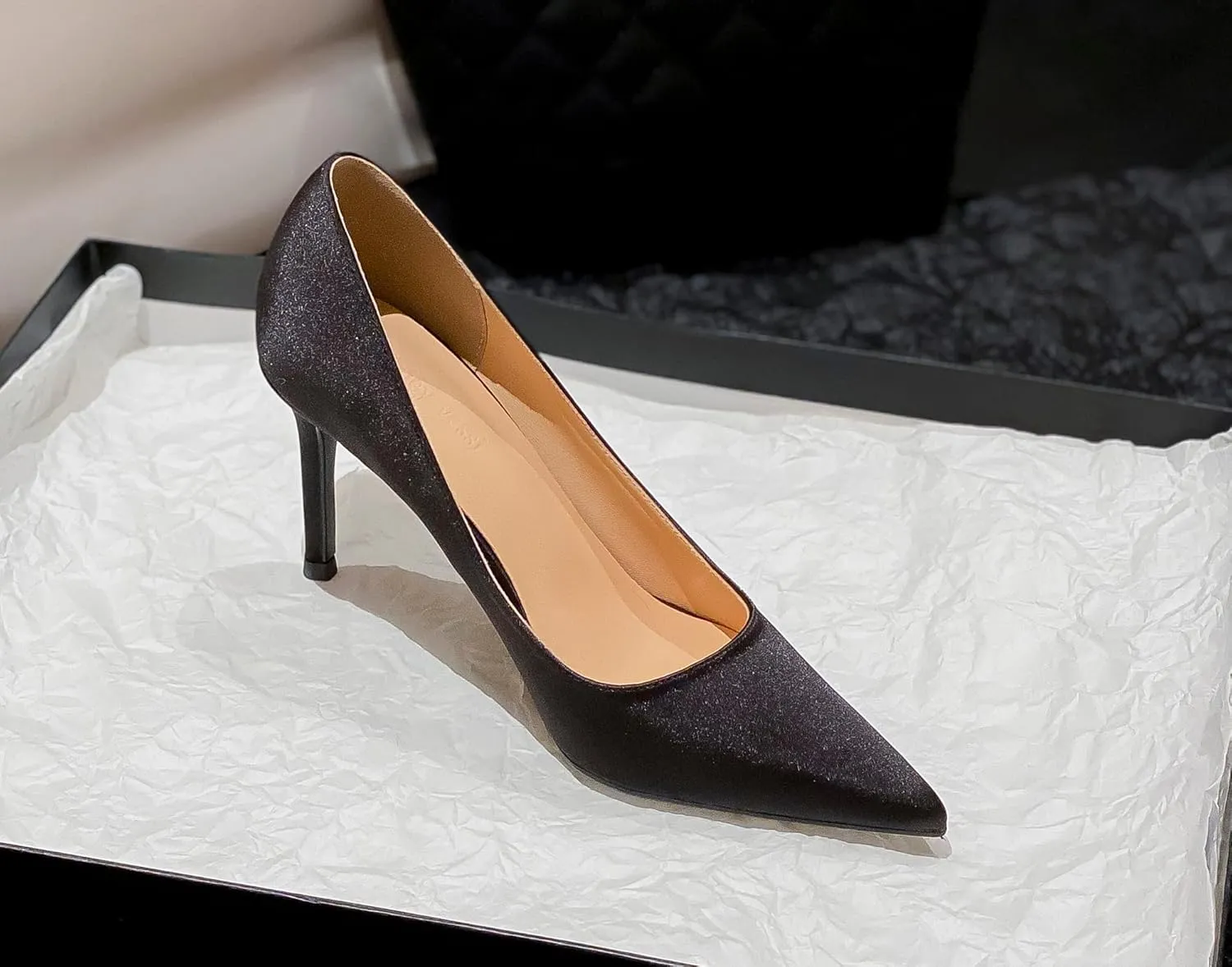 LizFoYa Women Classic Satin Wedding High Heels Pointy Toe Bridal Pumps 4 Inches Evening Stiletto Heel Shoes