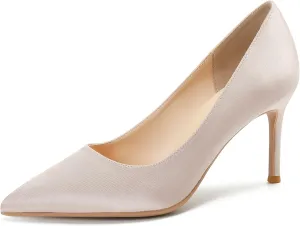 LizFoYa Women Classic Satin Wedding High Heels Pointy Toe Bridal Pumps 4 Inches Evening Stiletto Heel Shoes