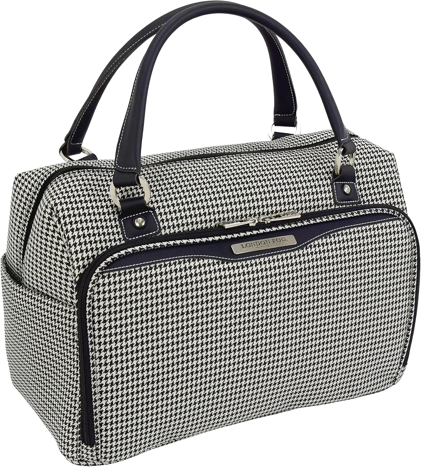 London Fog Oxford III Cabin Bag, Black-White, Carry-On 17-Inch