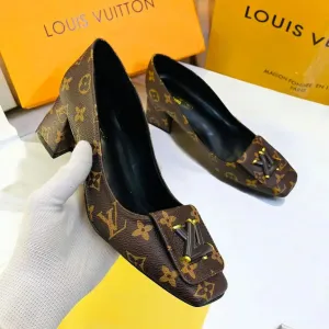 Louis Vuitton Square Toe Block Heel Pump