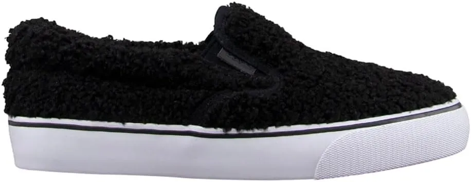 Lugz Women's Clipper Fleece Fashion Sneaker, Black/White, 7 M US