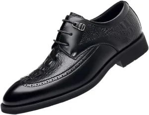 Luxury Mens Leather Shoes, Pointed Toe Men Formal Shoes, Men Crocodile Pattern Dress Oxfords, Classic Handmade Groom Wedding Shoes