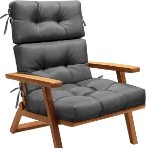 MAGIC ELEPHANT High Back Chair Cushion, Indoor Outdoor Memory Foam Chair Cushion with Ties for Adirondack and Rocking Chair, Waterproof Replacement Patio Cushion for Chair (Grey)