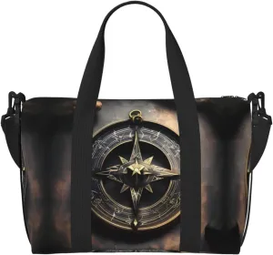 Magical Design Norse Runes Compass Hand-held travel bag, messenger casual handbag, suitable for work, travel, fitness, tourism, women's zipper storage bag,