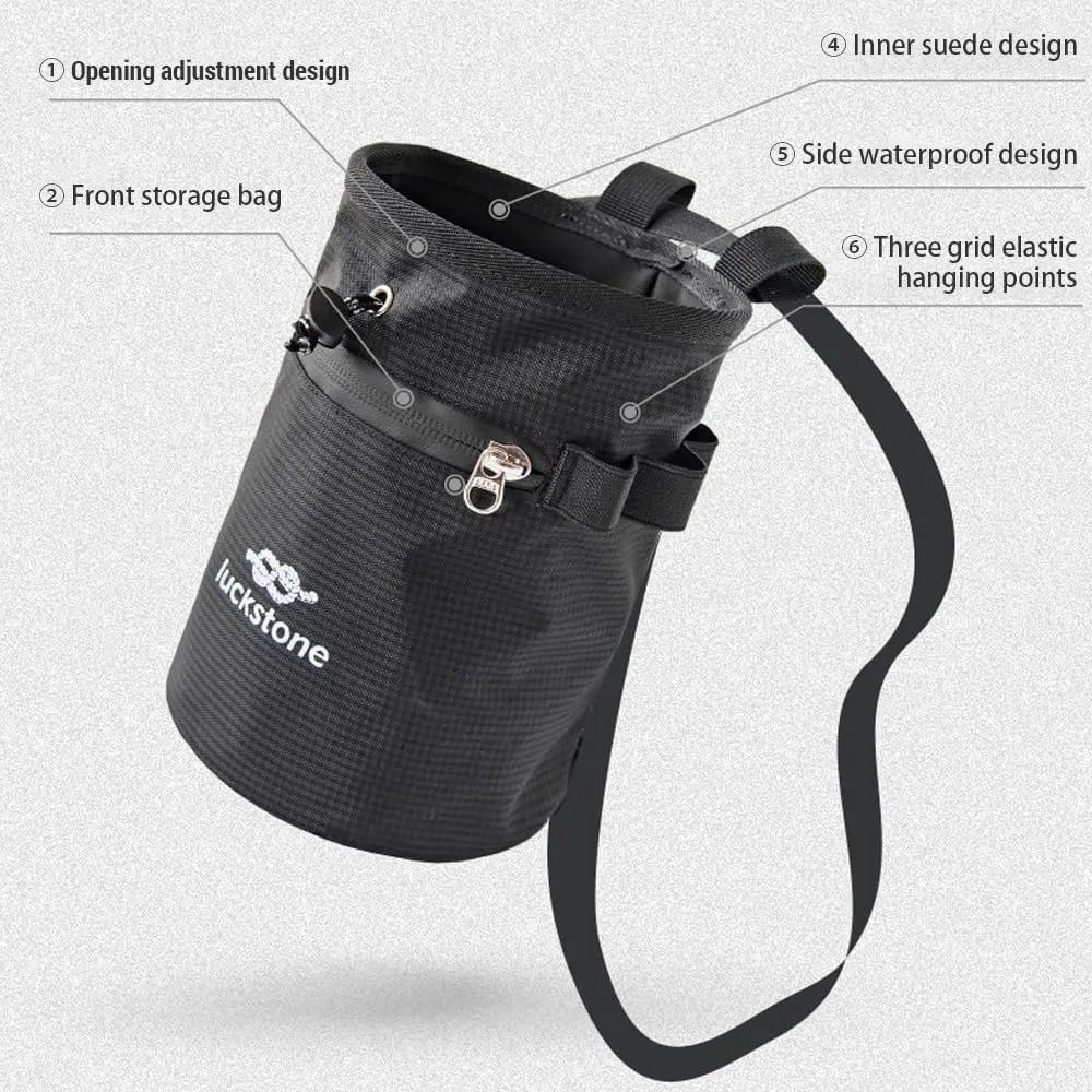 Magnesium Powder Storage Bag Climbing Chalk Bag with Brush for uldering Weightlifting