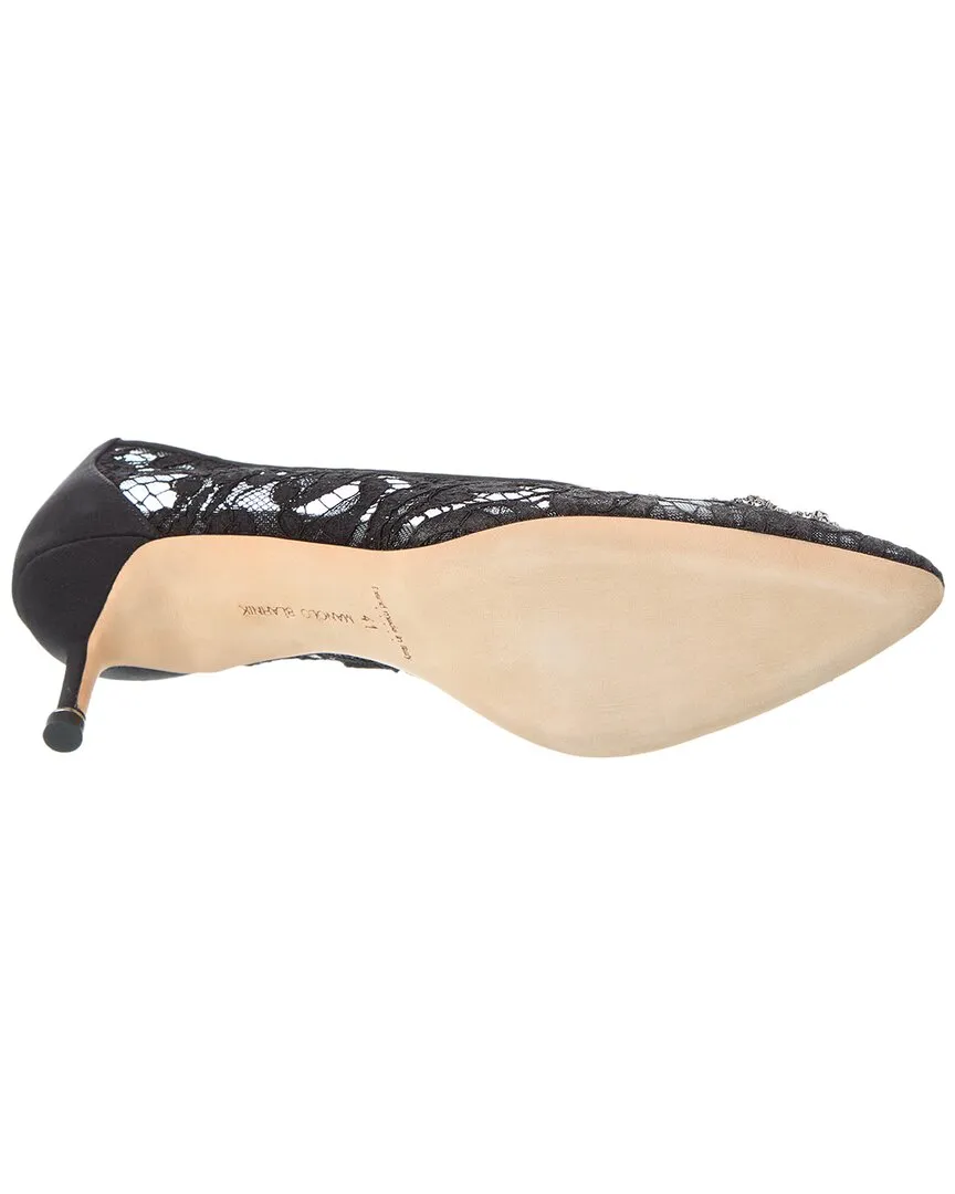 Manolo Blahnik Hangisi 50 Lace & Satin Pump