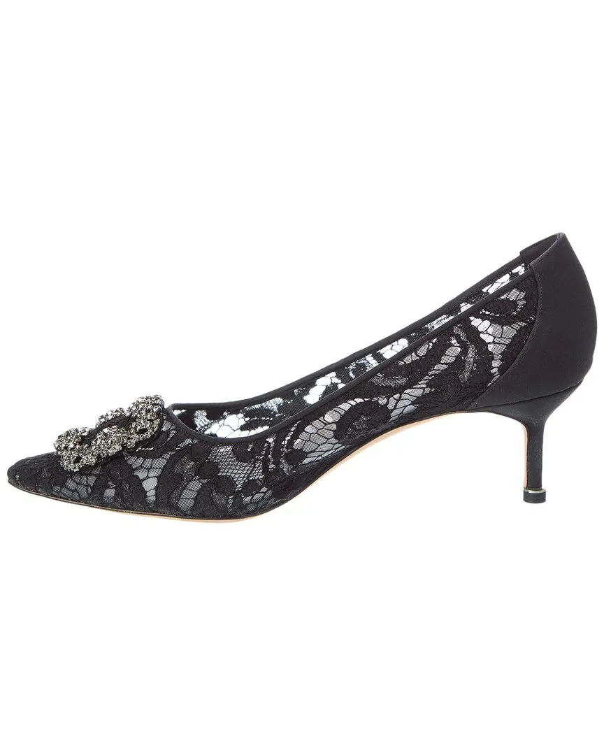 Manolo Blahnik Hangisi 50 Lace & Satin Pump