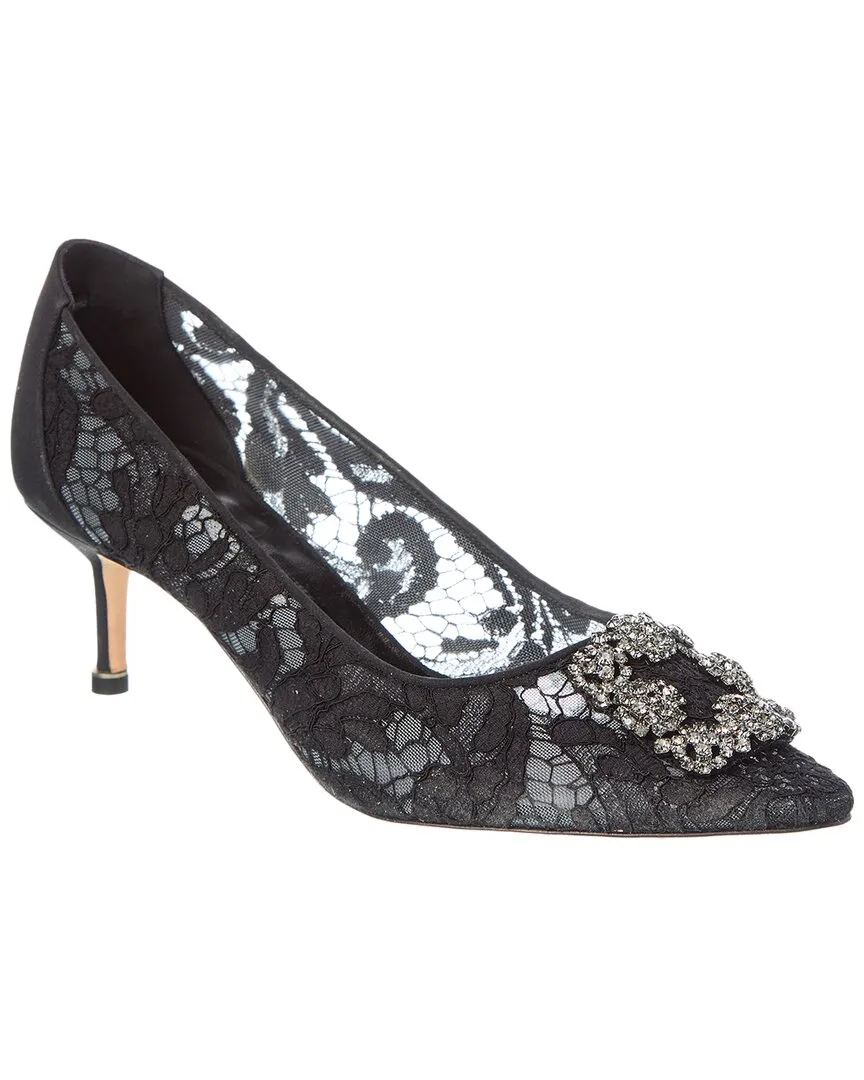 Manolo Blahnik Hangisi 50 Lace & Satin Pump