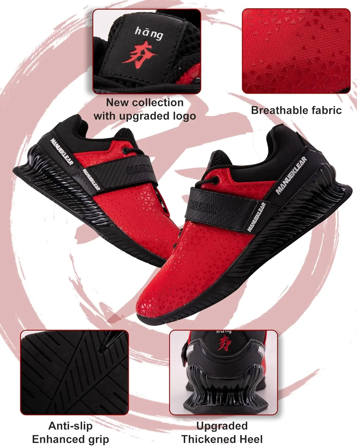 MANUEKLEAR Deadlift Shoes, Strong Anti-Slip Lifting Shoes for Men, Professional Training Weightlifting Shoes for Men and Women, Squat Shoes for Powerlifting with Rubber Non-Slip Sole