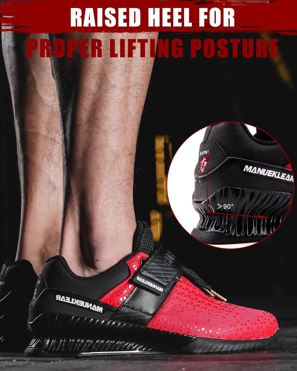 MANUEKLEAR Deadlift Shoes, Strong Anti-Slip Lifting Shoes for Men, Professional Training Weightlifting Shoes for Men and Women, Squat Shoes for Powerlifting with Rubber Non-Slip Sole