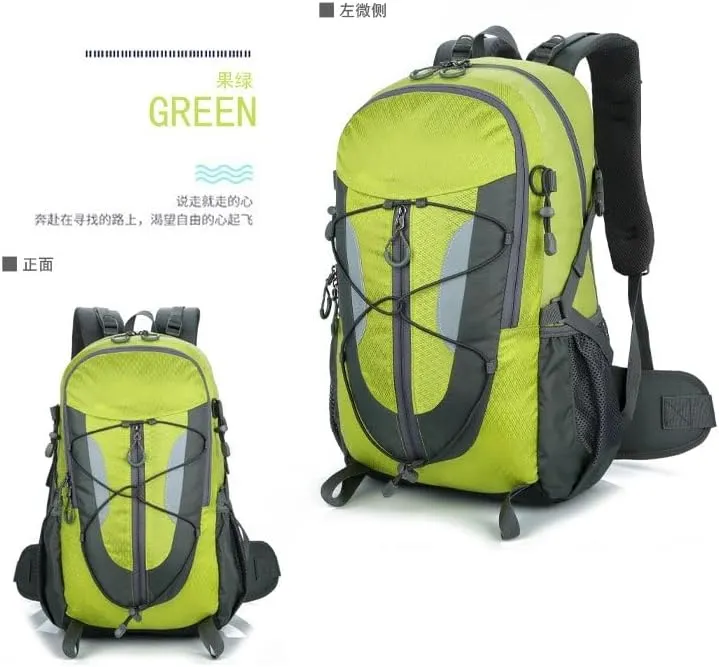 Marsupio Outdoor Hiking Backpack with Rain Cover, 40L Large Capacity Backpack for Travel, Trekking, Camping, Cycling (green), 0.5kg