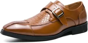 MCMUS Dress Oxford for Men Slip On Monk Strap Crocodile Print Faux Leather Non Slip Resistant Low Top Working Suitable for Many Occasions