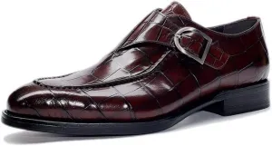 MCMUS Oxford Dress Shoes for Men Slip On Monk Strap Apron Toe Round Toe Cowhide Non Slip Resistant Anti-Slip Working Suitable for Many Occasions