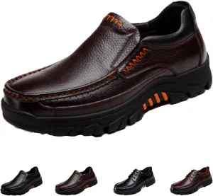 Men's Leather Arch Support Dress Shoes,Comfort Slip On/Lace up Non-Slip Softsole Casual Oxford Travel Walking Loafers