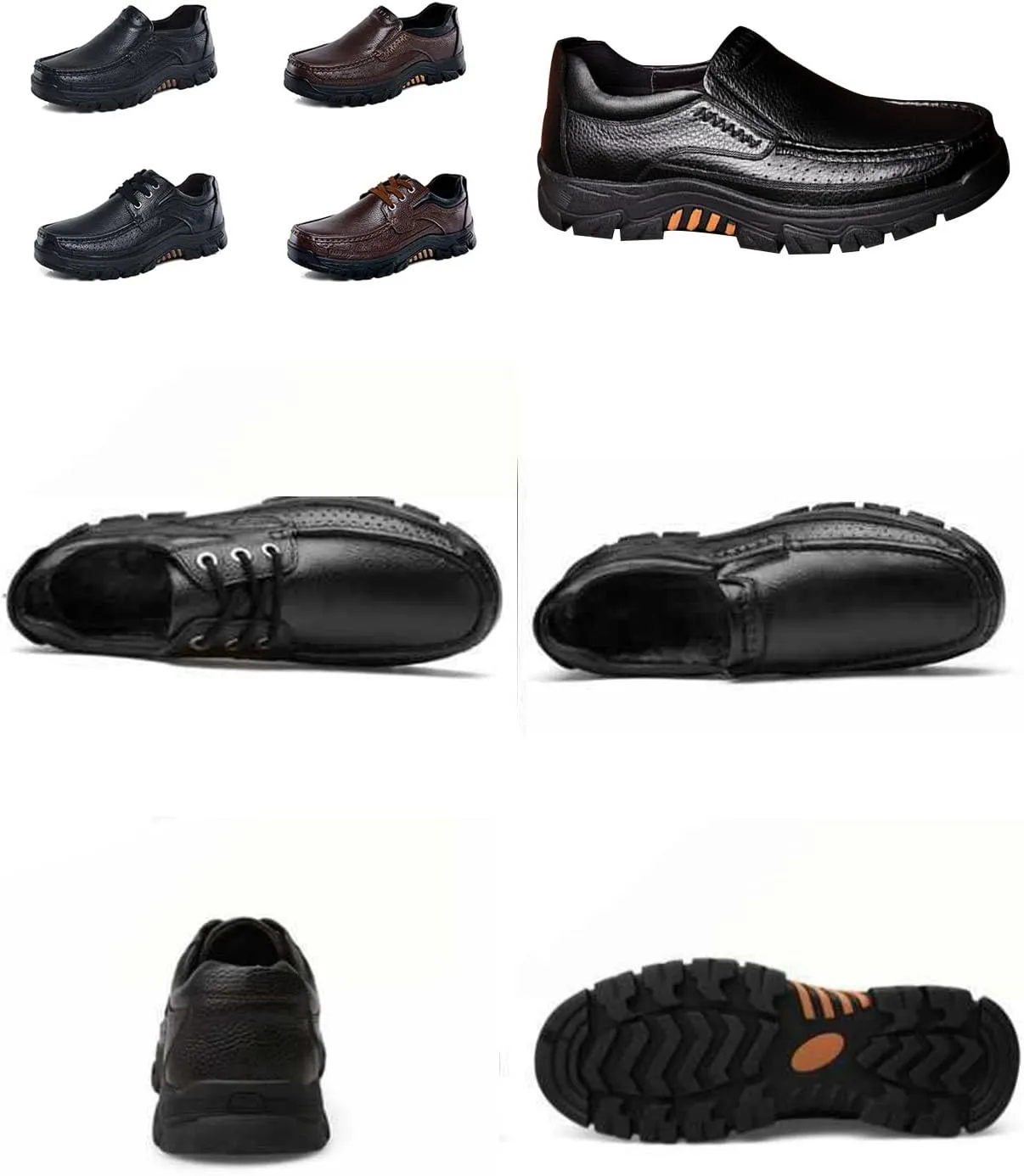 Men's Leather Arch Support Dress Shoes,Comfort Slip On/Lace up Non-Slip Softsole Casual Oxford Travel Walking Loafers
