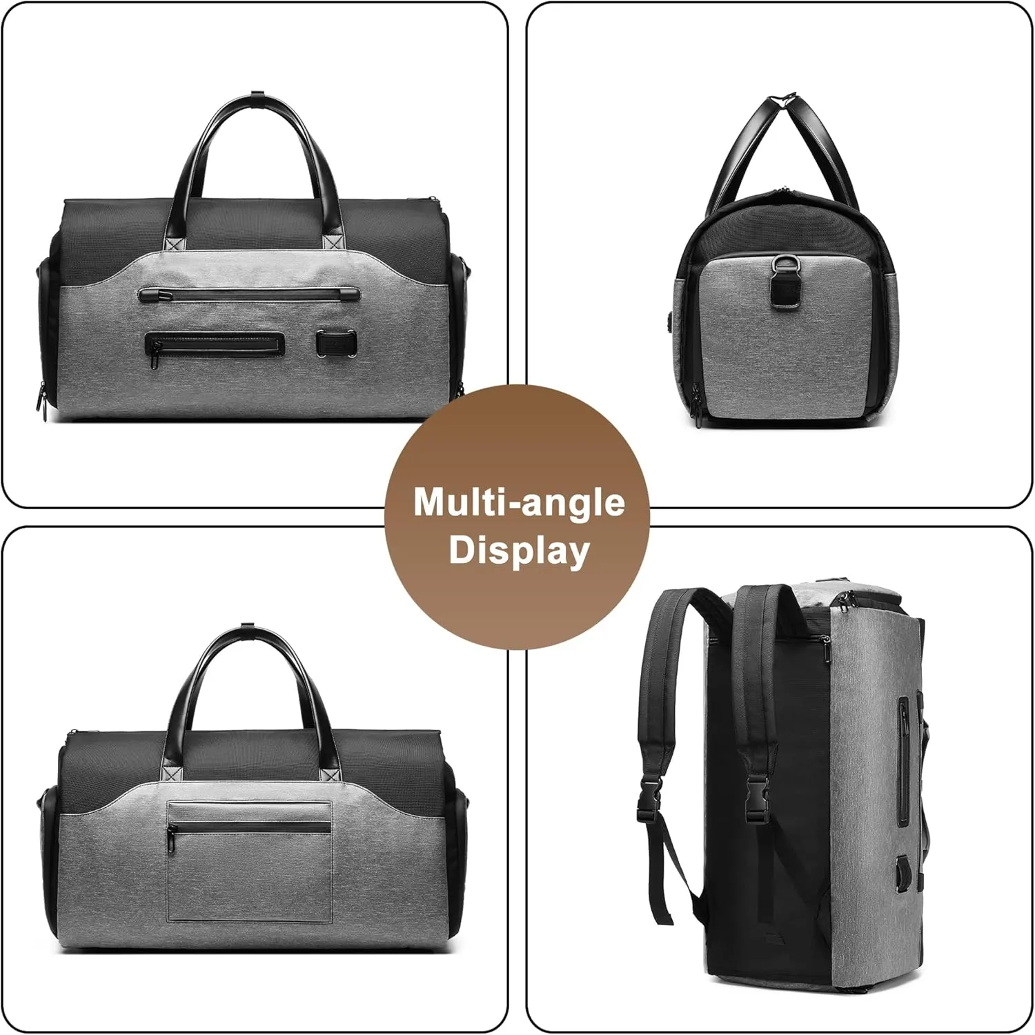 Men's Travel Tote Handbag Oxford Cloth Large Capacity Overnight Weekend Bag Crossbody Duffle Bags for Outdoors Camping (Black)