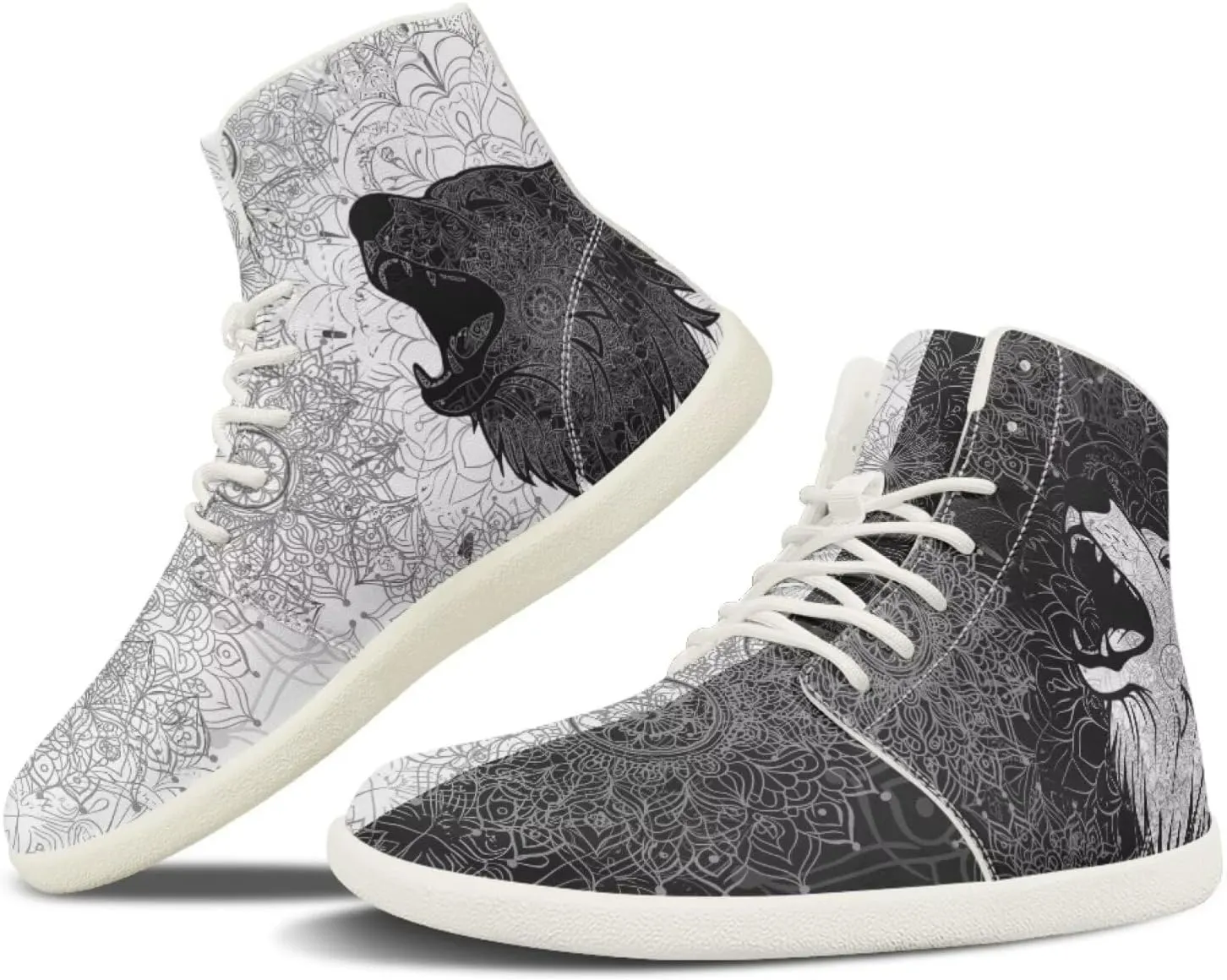 Men's Wolf Running Shoes Slip On Business Sneakers High Top Walking Gym Tennis Athletic Shoes