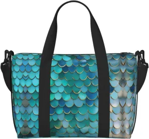 Mermaid Scale Print Portable Travel Duffel Bag,Ideal For Business And Private Travel