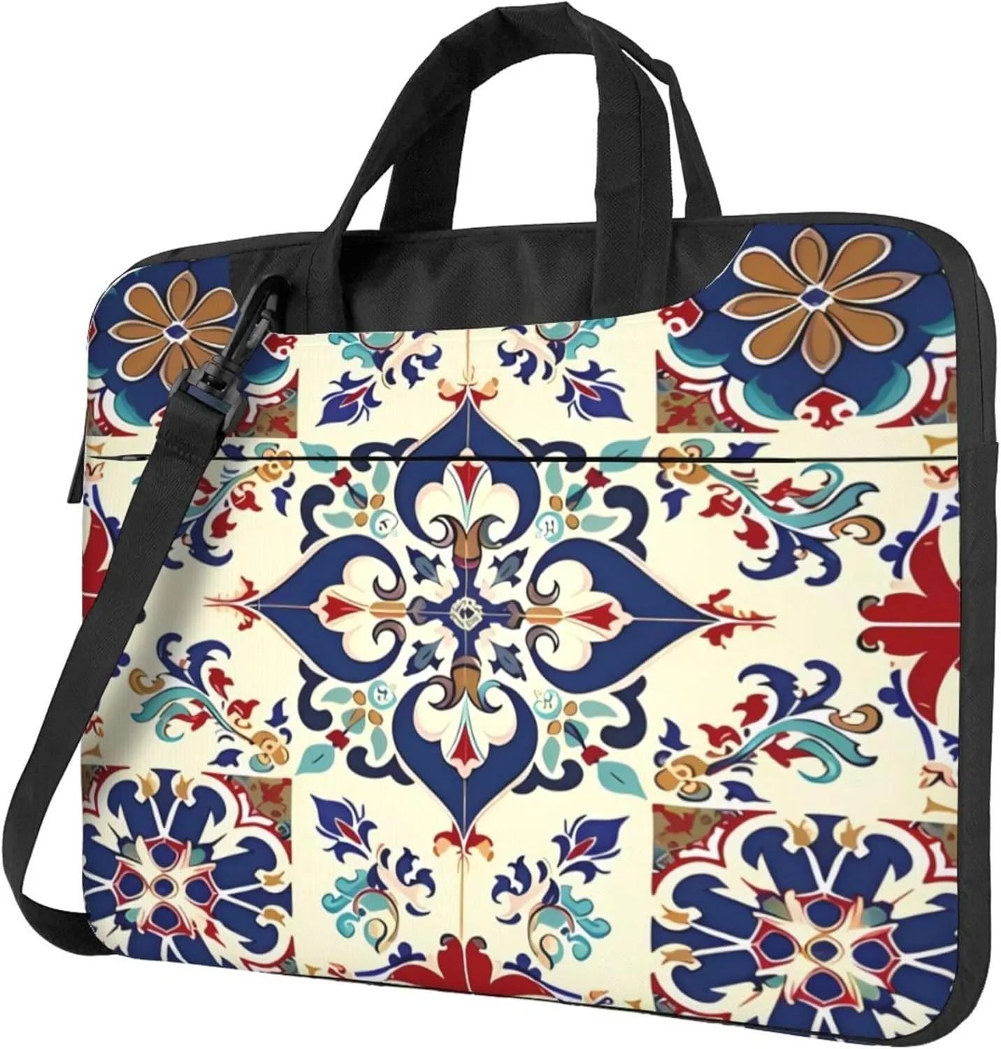 Mexican Talavera Laptop Shoulder Bag for Women, Ethnic Ceramic Tile Laptop Sleeve Case Durable Computer Bag