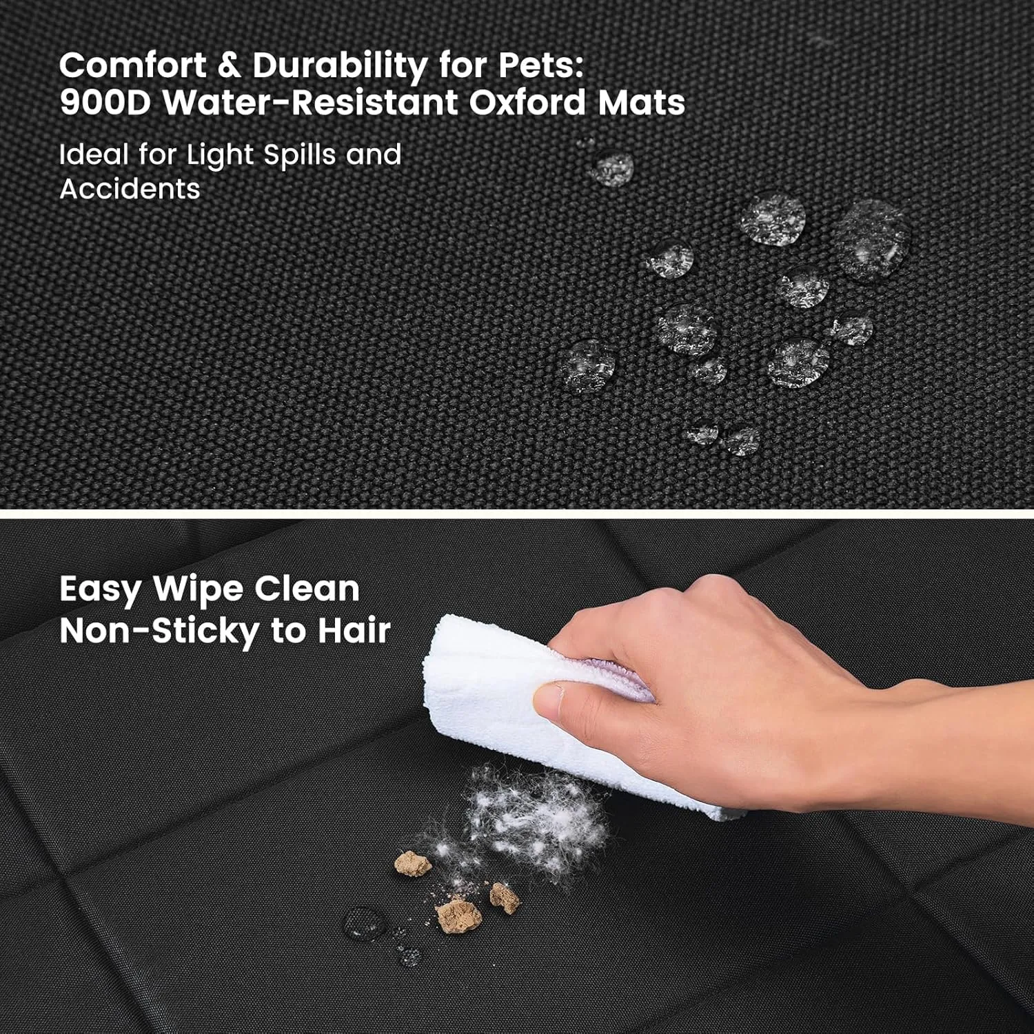 Miguel Oxford 900D Outdoor Waterproof Dog Bed for Metal Dog Crates Water-Resistant All Weather Pet Mat Durable Easy Wipe Clean Travel Indoor Outdoor Puppy Cat Crate Bed 48inch, Black