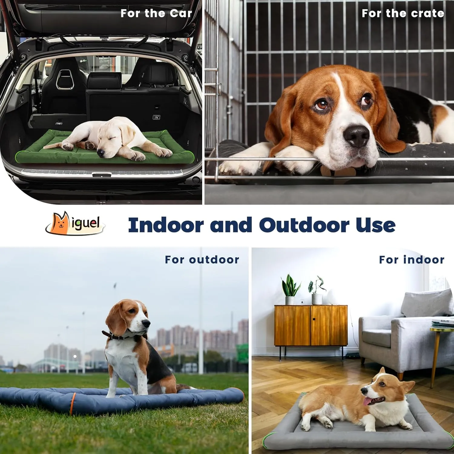 Miguel Oxford 900D Outdoor Waterproof Dog Bed for Metal Dog Crates Water-Resistant All Weather Pet Mat Durable Easy Wipe Clean Travel Indoor Outdoor Puppy Cat Crate Bed 48inch, Black
