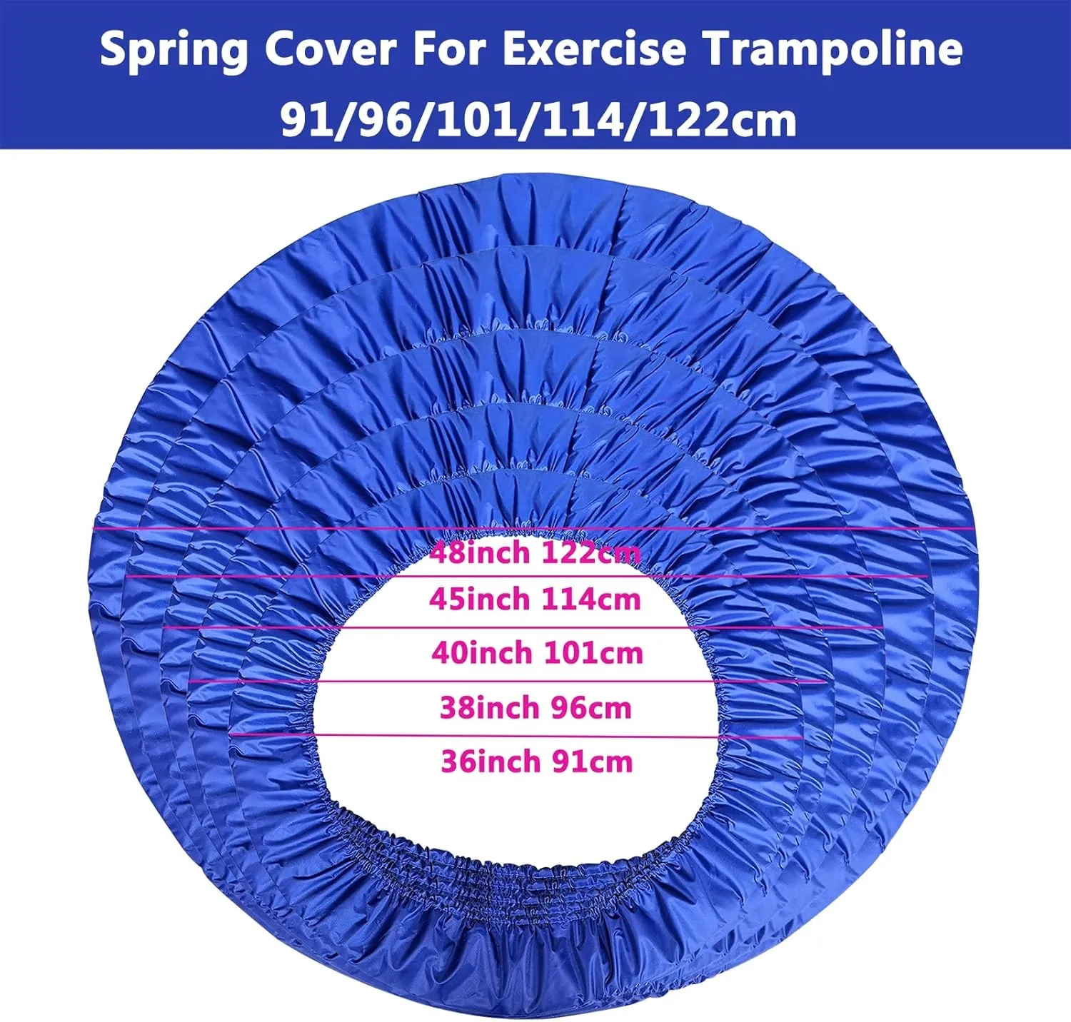 Mini Trampoline Mat Replacement for Adults Fitness, Exercise Trampoline Spring Cover, 800D 3 Layer Oxford Cloth Trampoline Padding Replacement, Shock Absorbent &Tear-Resistant