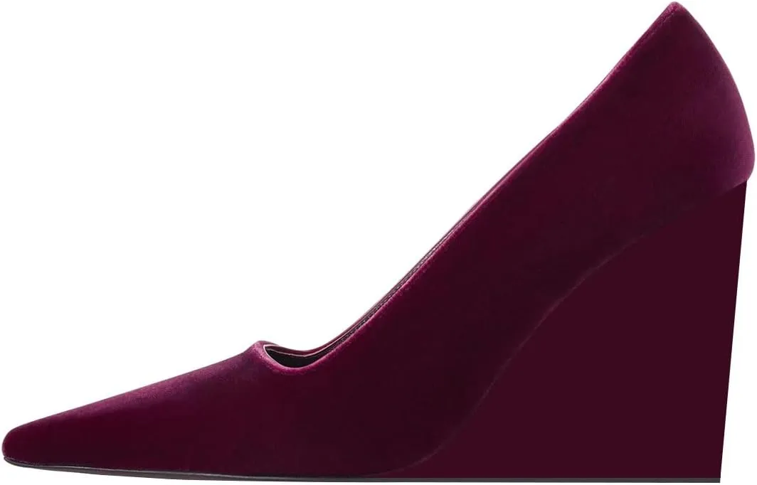 miss left Women Classy Pointed Closed Toe High Heel Pumps Slip On Wedge Heels Shoes for Ladies Party Event Dress Size 4-16 US