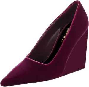 miss left Women Classy Pointed Closed Toe High Heel Pumps Slip On Wedge Heels Shoes for Ladies Party Event Dress Size 4-16 US