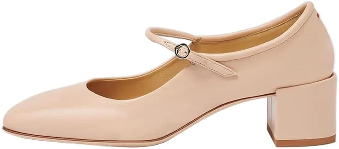 miss left Women Trendy Single Strap Buckle Square Toe Mary Janes Block Low Heel Comfy Daily Dress Pumps Size 4-16 US