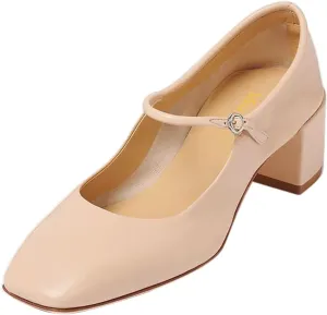 miss left Women Trendy Single Strap Buckle Square Toe Mary Janes Block Low Heel Comfy Daily Dress Pumps Size 4-16 US