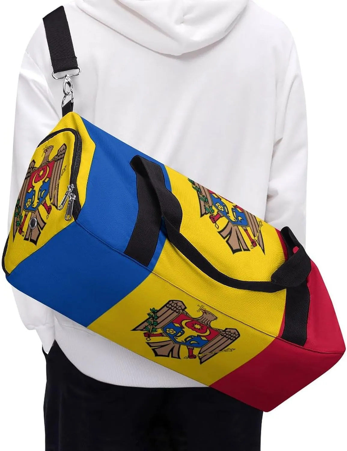 Moldova Flag Duffel Bag for Men Women with Shoe Compartment Carry On Tote