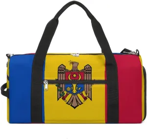 Moldova Flag Duffel Bag for Men Women with Shoe Compartment Carry On Tote