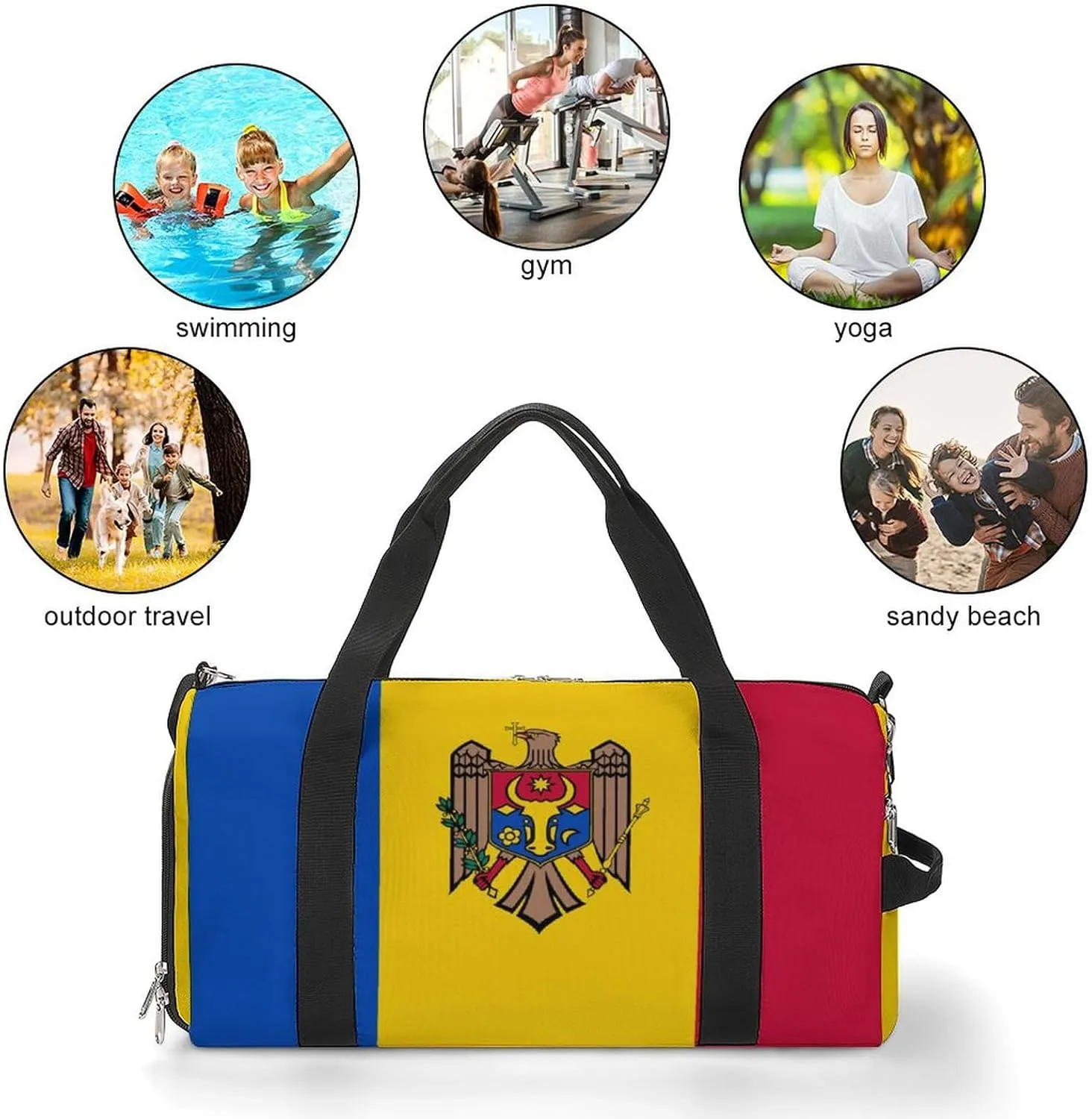 Moldova Flag Duffel Bag for Men Women with Shoe Compartment Carry On Tote