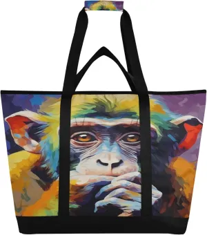 Monkey Reusable Insulated Cooler Bag with Ice Pack Compartment - Large 47L Waterproof Thermal Grocery Tote for Picnic Beach Camping Lunch Storage