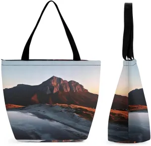 Mountain at Sunrise Tote Bag Shoulder Shopping Bag Reusable Grocery Bag for Travel Work Friendship Gift