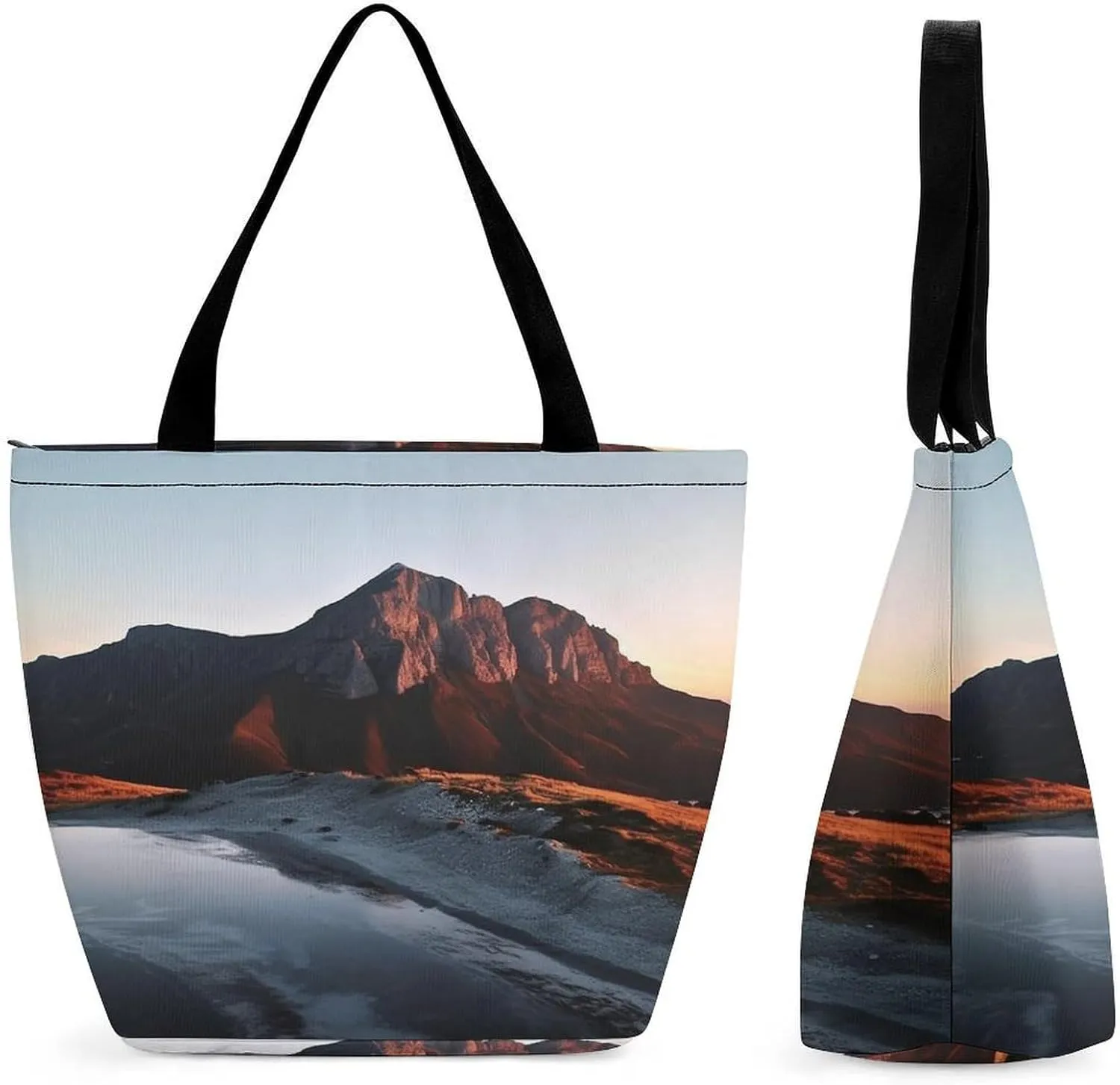 Mountain at Sunrise Tote Bag Shoulder Shopping Bag Reusable Grocery Bag for Travel Work Friendship Gift