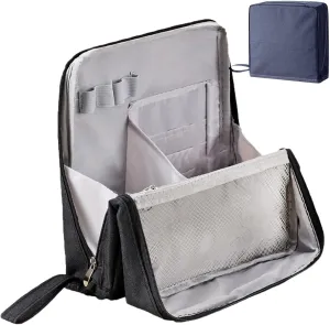 Multi-purpose Large Capacity Oxford Cloth Standing Makeup Bag, Portable Toiletry Bag for Makeup Brushes, Large Capacity Stationery Organizer (Black)