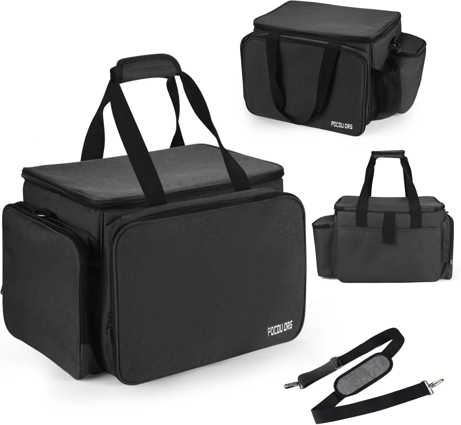 Multi-Purpose Picnic Gear Bag - Outdoor Camping Organizer Storage Bag for Cooking Utensils, Tableware, Gas Bottles, and Spices | Waterproof and Durable | 19.5x13.5x11.5 inches (Dark Gray)