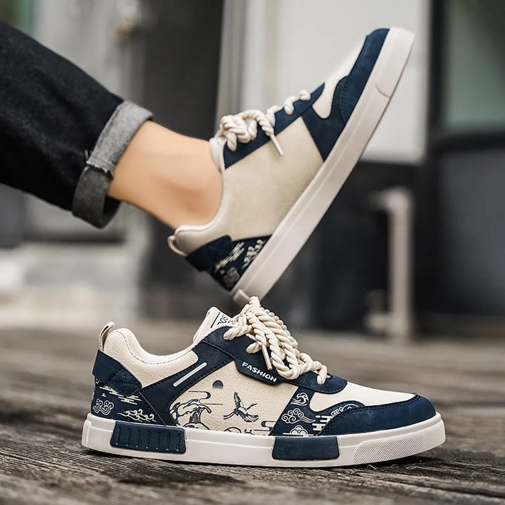 NCNDB Men's Leather Skateboard Walking Shoes Fashion Anime Casual Sneaker