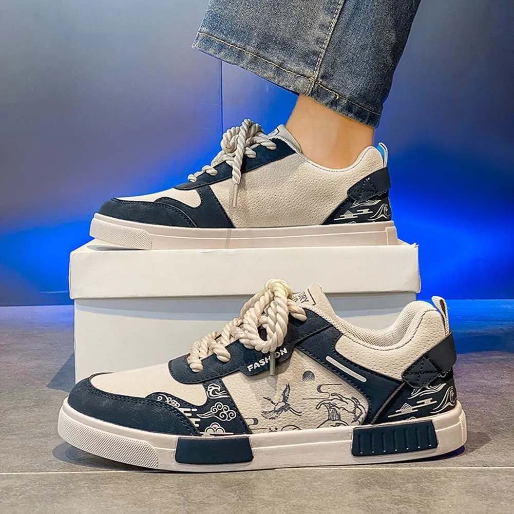 NCNDB Men's Leather Skateboard Walking Shoes Fashion Anime Casual Sneaker