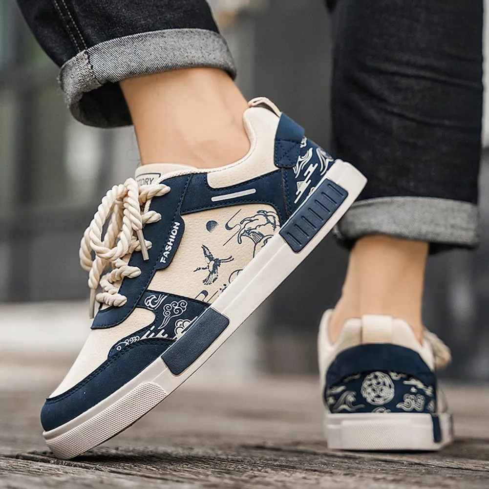NCNDB Men's Leather Skateboard Walking Shoes Fashion Anime Casual Sneaker