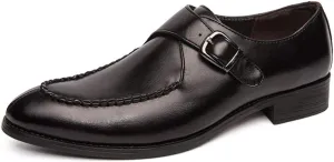 New Shoes Dress Oxford for Men Slip On Round Split Toe Monk Strap Faux Leather Anti-Slip Block Heel Low Top Slip Resistant Rubber Sole Outdoor