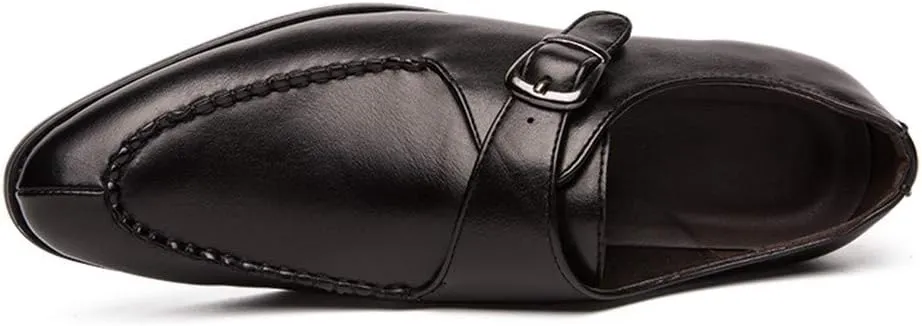 New Shoes Dress Oxford for Men Slip On Round Split Toe Monk Strap Faux Leather Anti-Slip Block Heel Low Top Slip Resistant Rubber Sole Outdoor