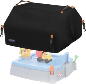 NGB Rectangular Sandbox Cover for Little Tikes Dirt Diggers Excavator Sandbox, Double Layer Windproof Effect, Outdoor Toy Protection Cover With 2 Warning Sign Carry Handles on Top.(29"L x 29"W x 17"H)