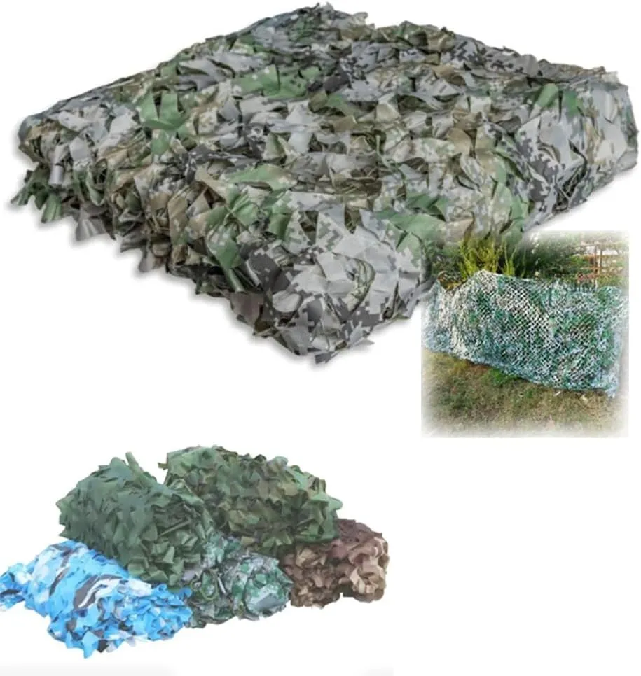 NILZA Outdoor Camouflage Netting Sun Shade Blinds Jungle Camo Net Hunting Camoflauge Sunshade Mesh Cover, 2x3 4x6 6x8 8x10 10x10m Shade Net for Patio Garden Decoration(2X3/(6.6x9.8ft))
