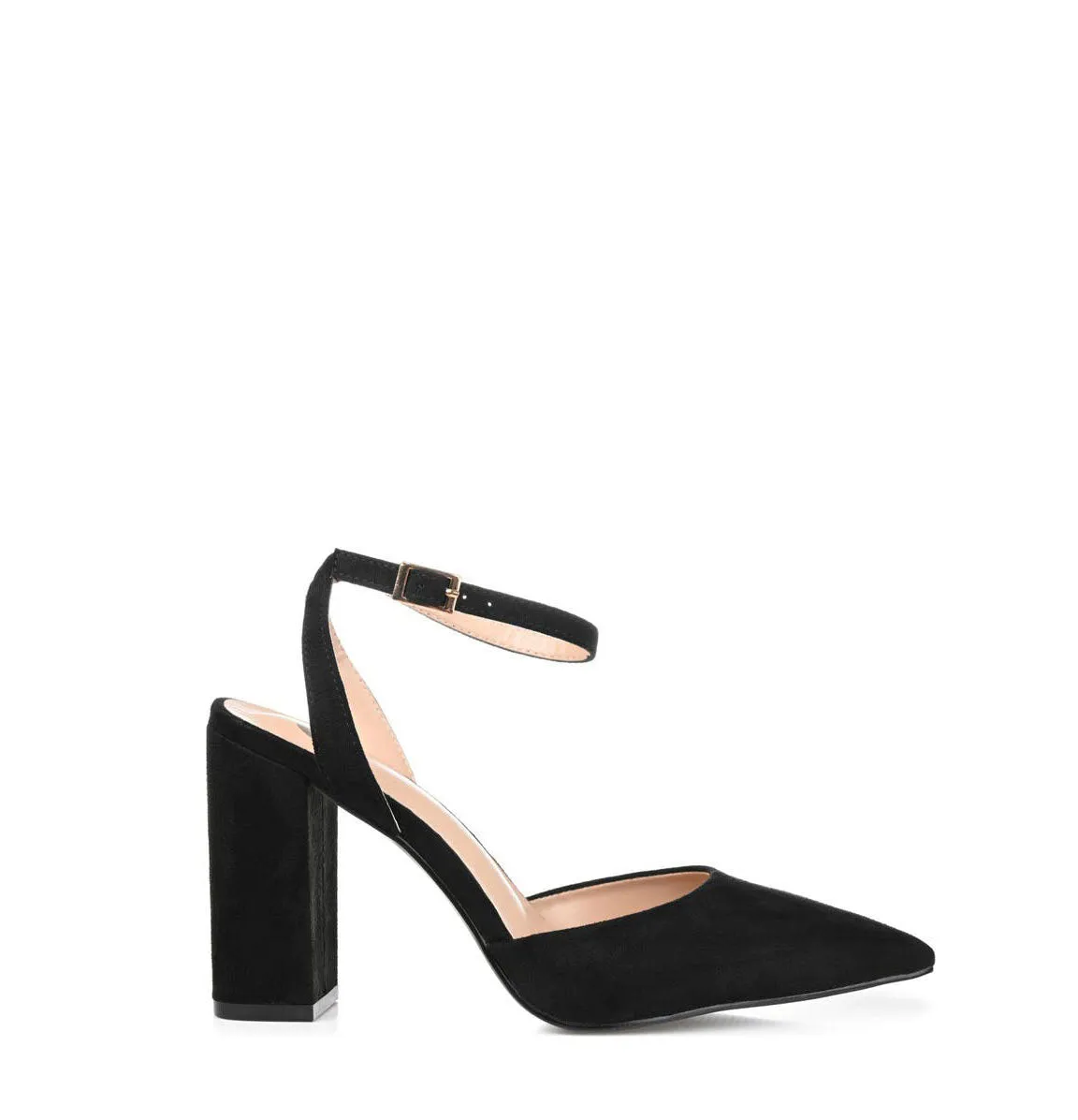 Obeeze Handmade Ankle Strap Black Leather Pumps For Womens