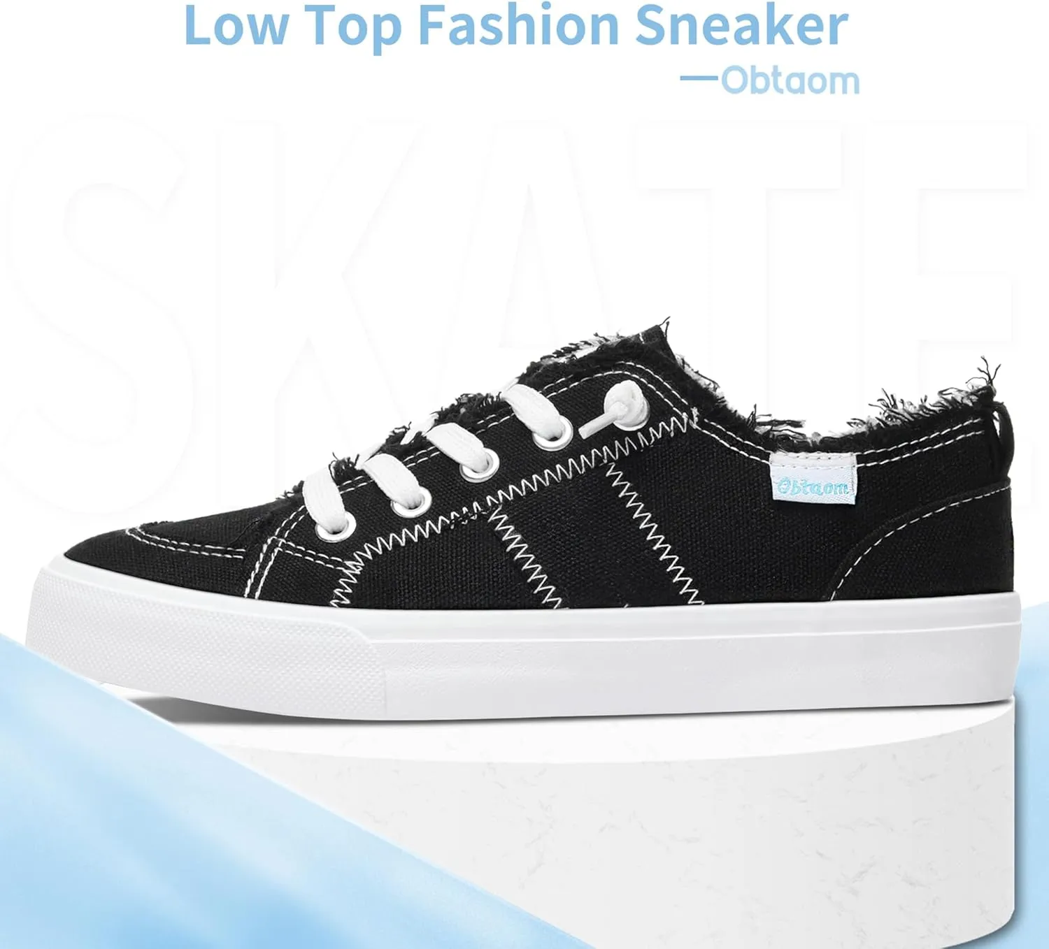 Obtaom Women's Play Fashion Sneaker White Color Washed and Leopard Canvas Slip on Shoes