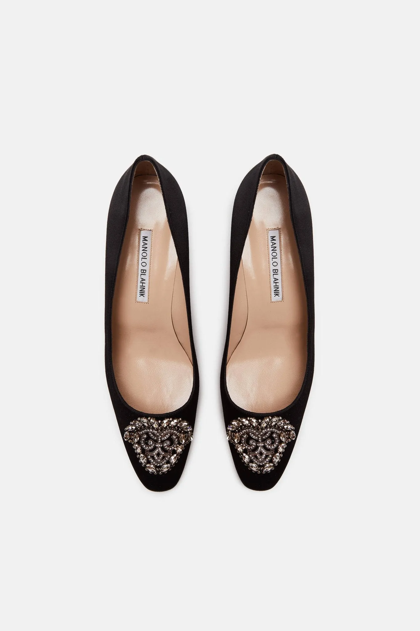 Okkato Jeweled Pump - Black Satin