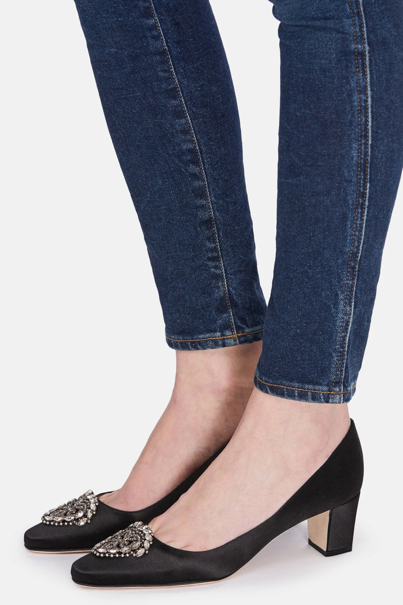 Okkato Jeweled Pump - Black Satin