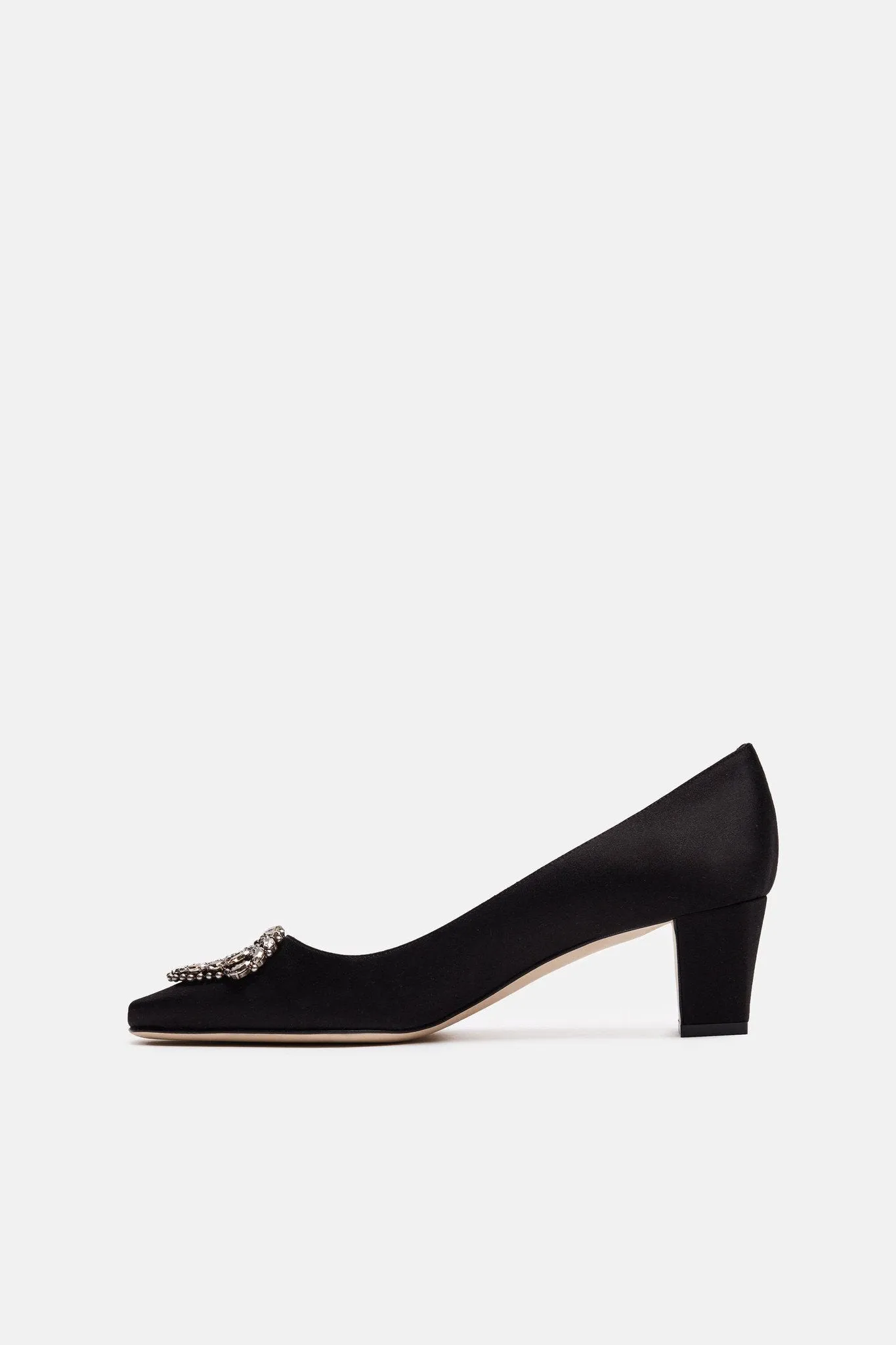 Okkato Jeweled Pump - Black Satin